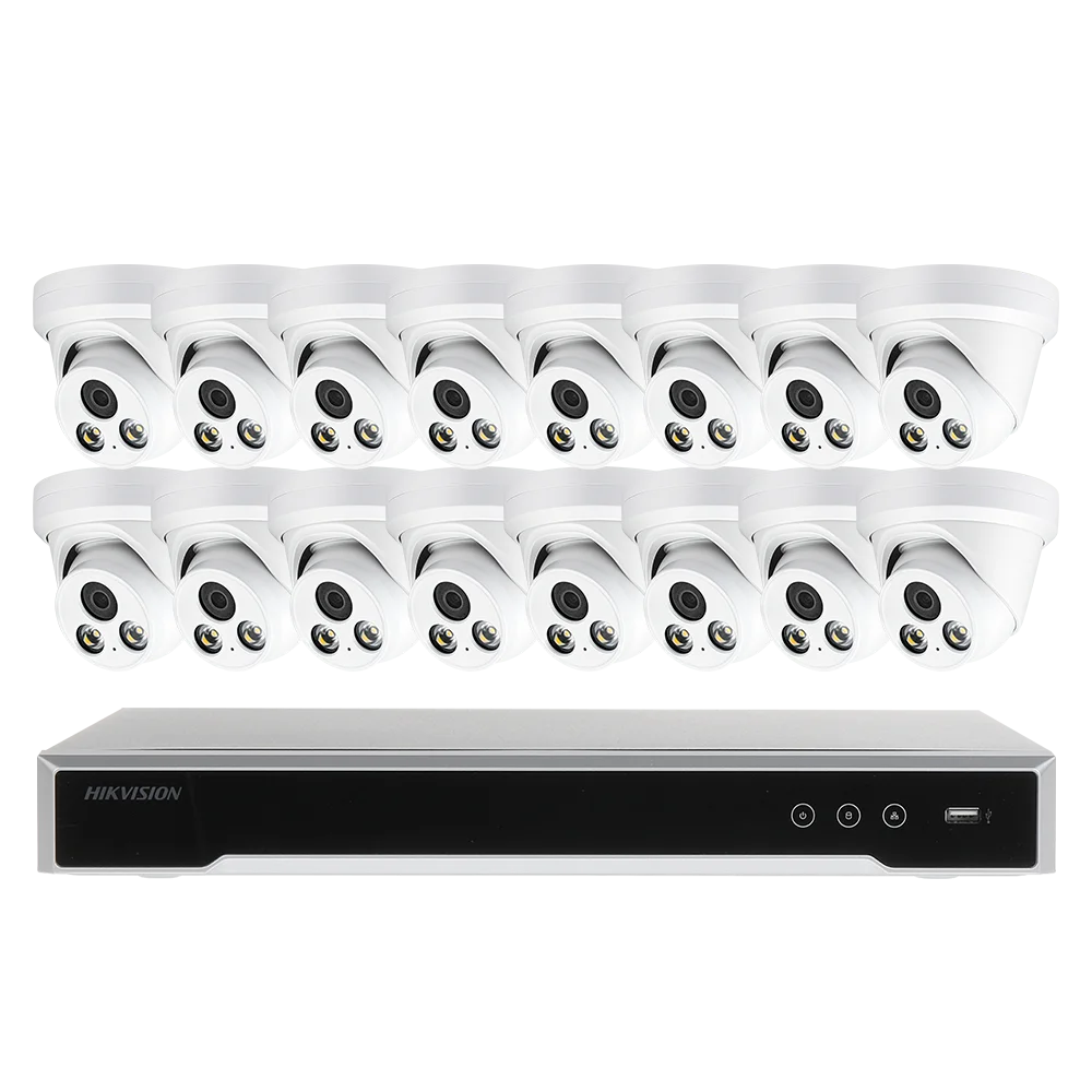 16CH 4K NVR Kit H.265 AI In/Outdoor Turret Security Camera System 8MP POE IP Camera Video Surveillance Set MIC Full Color Night