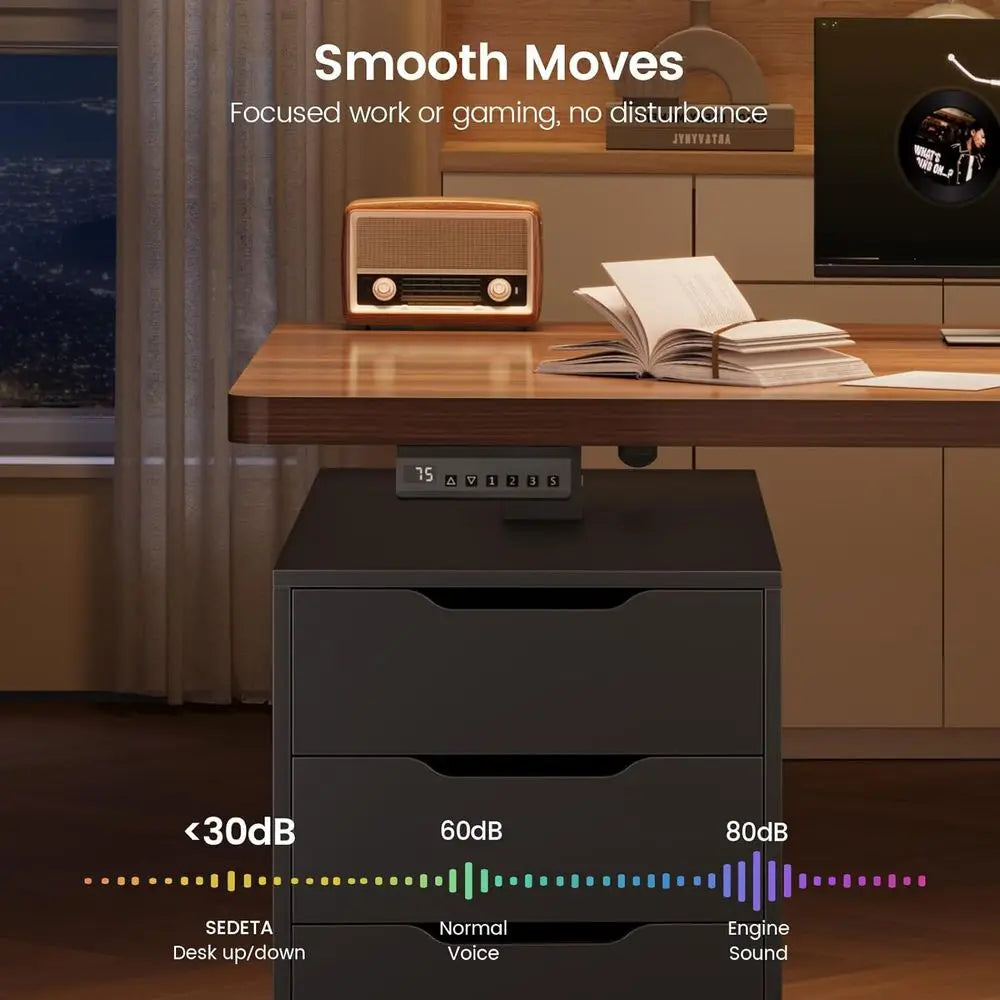 Electric Standing Desk with 6 Ders, 55" Adjustable Stand up Desk with Storage, Computer Desks with Power Outlets or Home Oice, B
