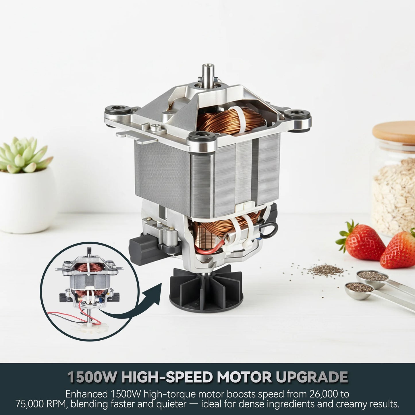 Stainless Steel Glass Blenders for Kitchen,1500W Motor, Food Processor Combo 9 Adjustable Speeds, 14 Preset Programs