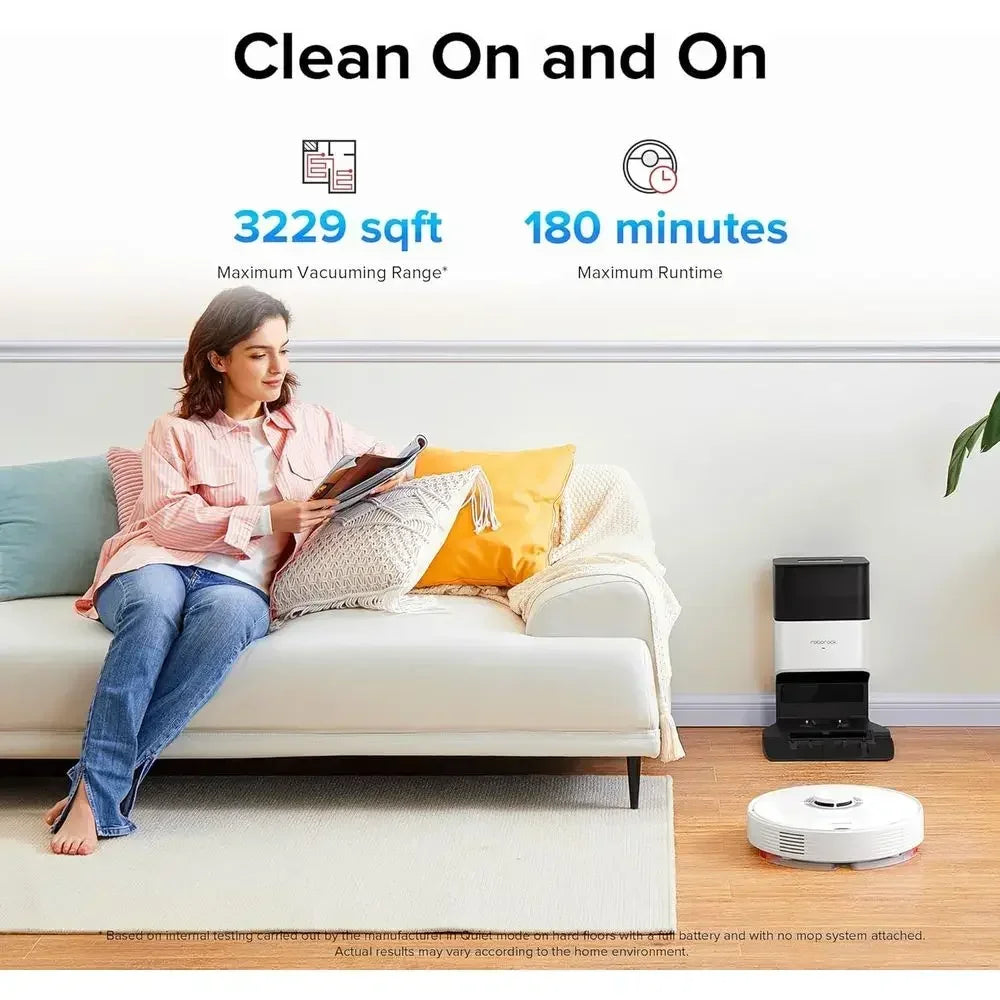 Auto-Empty Robot Vacuum and Mop for Hands-Free Cleaning, APP-Controlled, 4200Pa Suction, 180min Runtime