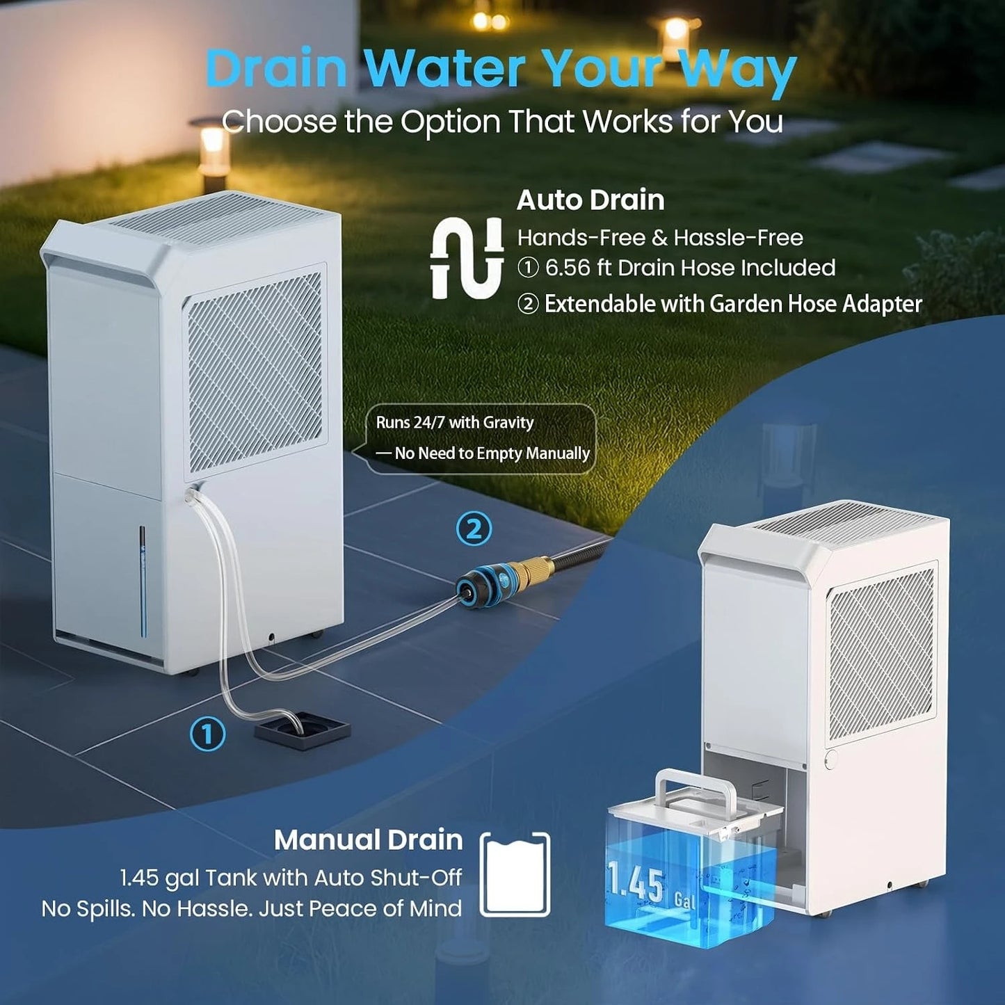 2500 Sq.Ft Dehumidifier, Max 34 Pint/D Dehumidifier,with Drain Hose, Intelligent Humidity Control