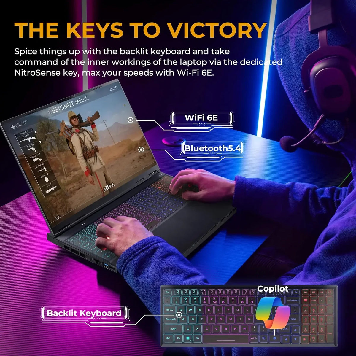 acer Predator Neo 16S AI 16 WQXGA OLED 240Hz Gaming Laptop, Intel Core Ultra 9 Docking), RGB Backlit Keyboard, Win 11, Black