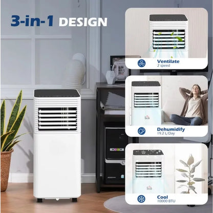 10000 BTU Mobile Air Conditioner for Cooling and Dehumidifying, Remote Control, 24H Timer, LED Display, Black