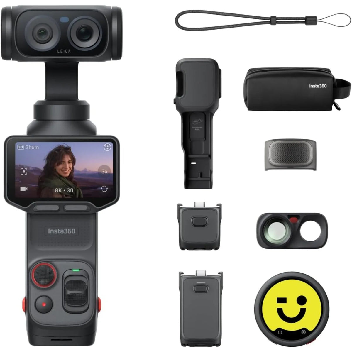 Insta360 luna ultra Creator Bundle - 8K Vlogging Camera with Dual Leica Lenses, 12× Zoom, 1" Sensor, Detachable 2" Touchscreen, Triple AI Chip, Pocket Gimbal Camera for Vlog Photography-Cosmic Black