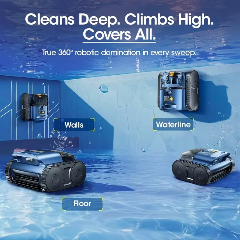 Seauto Pool Vacuum,3 Modes for In/Above-Ground Pools Up to 2150 Sq. Ft., Lasts Up to 150 Mins,Wall Climbing,180W Brushless Motor