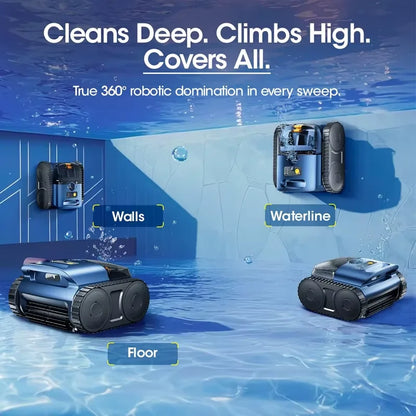 Seauto Pool Vacuum,3 Modes for In/Above-Ground Pools Up to 2150 Sq. Ft., Lasts Up to 150 Mins,Wall Climbing,180W Brushless Motor