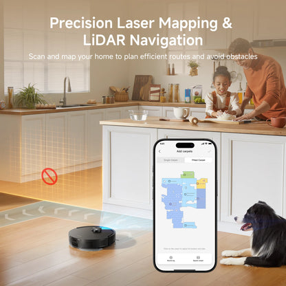 DREAME C30 Plus Robot Vacuum and Mop Cleaner, 19000Pa Suction, Self-Emptying Robot Vacuum, Pet Hair Anti-Tangle, Carpet Detection Boost ,LiDAR Navigation,No-Go Zones, Smart App&Voice Control, Black