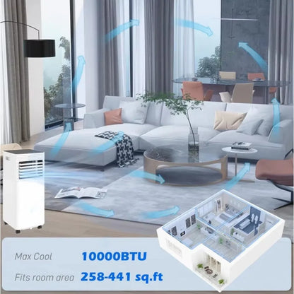 10000 BTU Mobile Air Conditioner for Cooling and Dehumidifying, Remote Control, 24H Timer, LED Display, Black
