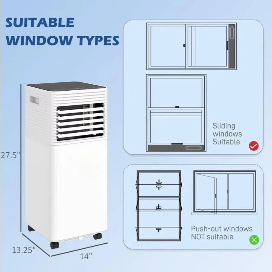 10000 BTU Mobile Air Conditioner for Cooling and Dehumidifying, Remote Control, 24H Timer, LED Display, Black