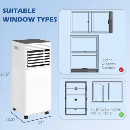 10000 BTU Mobile Air Conditioner for Cooling and Dehumidifying, Remote Control, 24H Timer, LED Display, Black