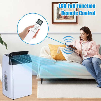 14000 BTU Portable Air Conditioner Cools 750 Sq. Ft., 3-in-1 Quiet Unit with Remote, Auto Swing, 24H Timer for Large Rooms