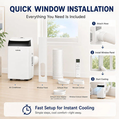 14000 BTU Portable Air Conditioners with Built-in Cool, Dehumidifier, Fan, Sleep Mode, 4-in-1 Compact Mobile AC Unit, Window Exhaust Kit 24H Timer