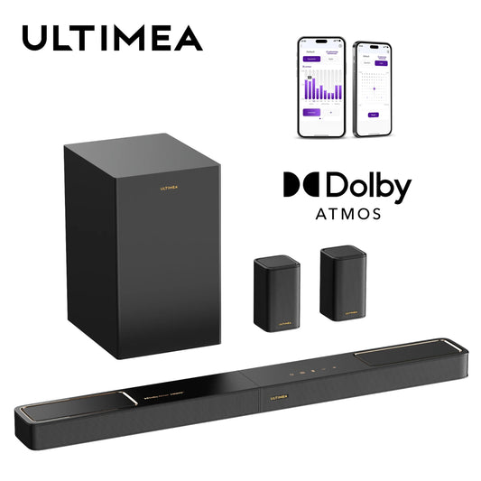 ULTIMEA 460W 5.1.2ch Sound Bar with Dolby Atmos, Surround Sound Home Theater System for TV with 2 Surround Speakers, APP Control