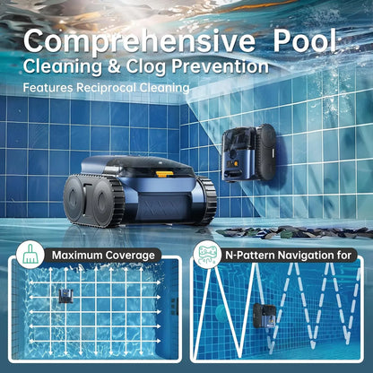 Cordless Robotic Pool Vacuum Pool Cleaner Wall Climbing for Inground Pools