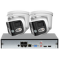 4CH 4K Outdoor Video Security IP POE Camera System 180° Dual Lens Smart Human Vehicle Detect 2 Way Talk Sound Light Alarm IVS