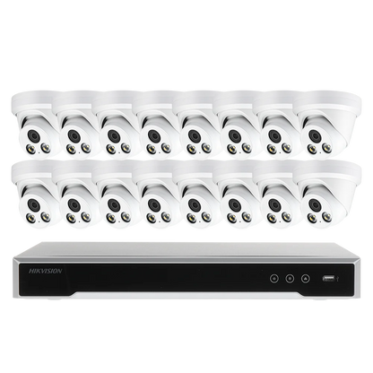 16CH 4K NVR Kit H.265 AI In/Outdoor Turret Security Camera System 8MP POE IP Camera Video Surveillance Set MIC Full Color Night
