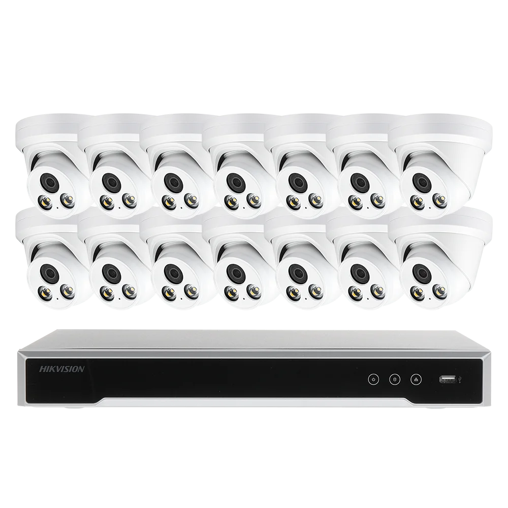 16CH 4K NVR Kit H.265 AI In/Outdoor Turret Security Camera System 8MP POE IP Camera Video Surveillance Set MIC Full Color Night