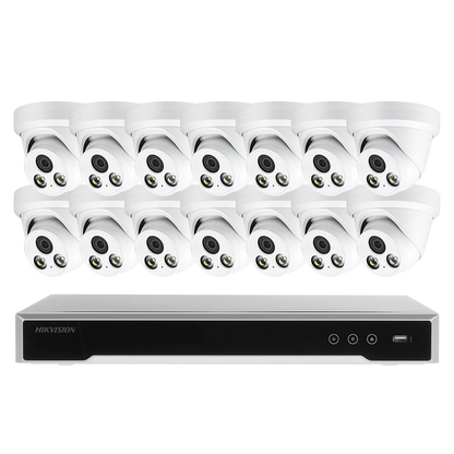 16CH 4K NVR Kit H.265 AI In/Outdoor Turret Security Camera System 8MP POE IP Camera Video Surveillance Set MIC Full Color Night