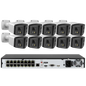 16ch POE NVR Dual-Lens Security Camera 180° Panorama Turret Color Night Vision Human/Vehicle IP67 H.265 Surveillance 2 Way Voice