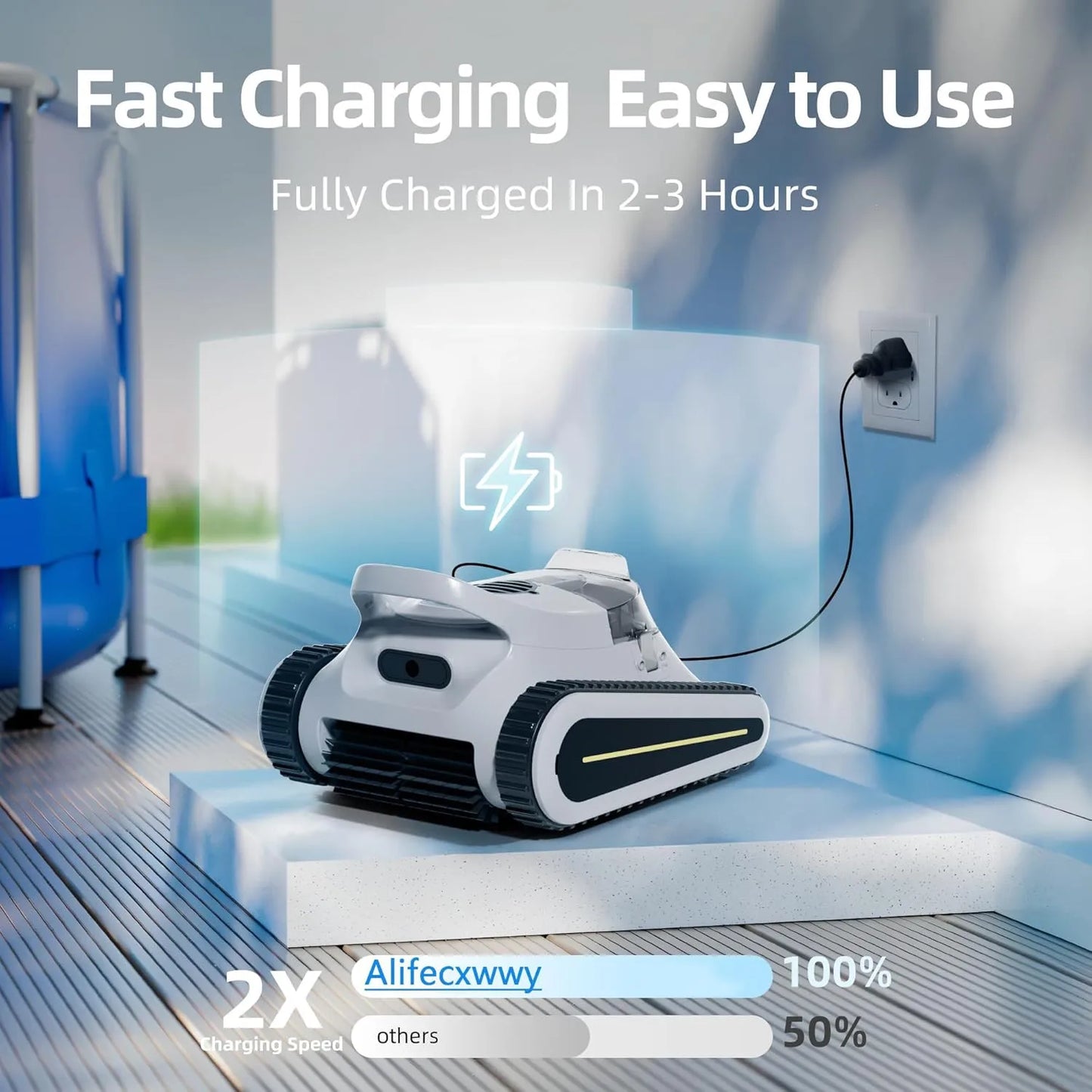 Pool Vacuum for Inground Pools Cordless Robotic Pool Cleaner APP Control Orange