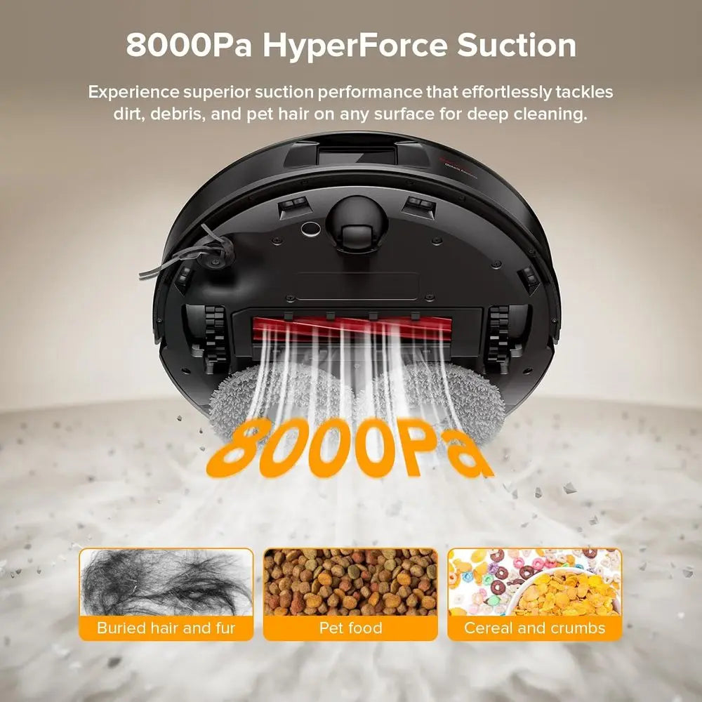 Qrevo Series Robot Vacuum and Mop, 8000Pa Suction, Upgraded rom Qrevo S, Anti-Brushes, Smart Obstacle Avoidance, Auto Mop Washin
