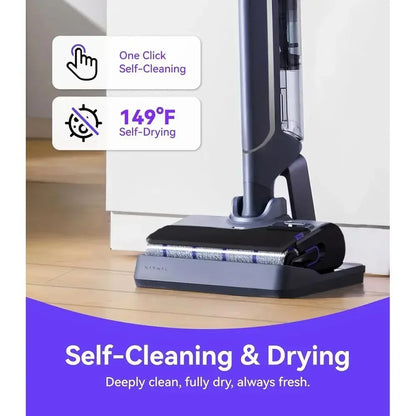 Self-Cleaning Vacuum Mop, Wet Dry Cleaner for Hard Floors, Ideal for Families with Kids and Pets (Renewed)