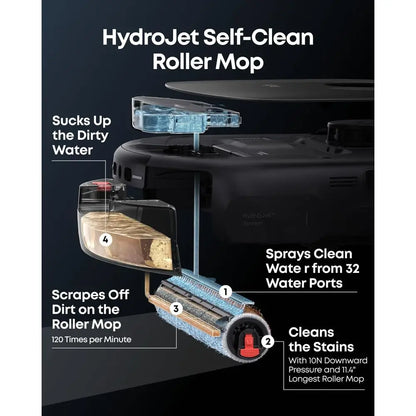 Robot Vacuum E25, 20,000 Pa Turbo Suction,Roller Mop with HydroJet System, All-in-One Robot Vacuum and Mop Combo, Edge-to-Cleani