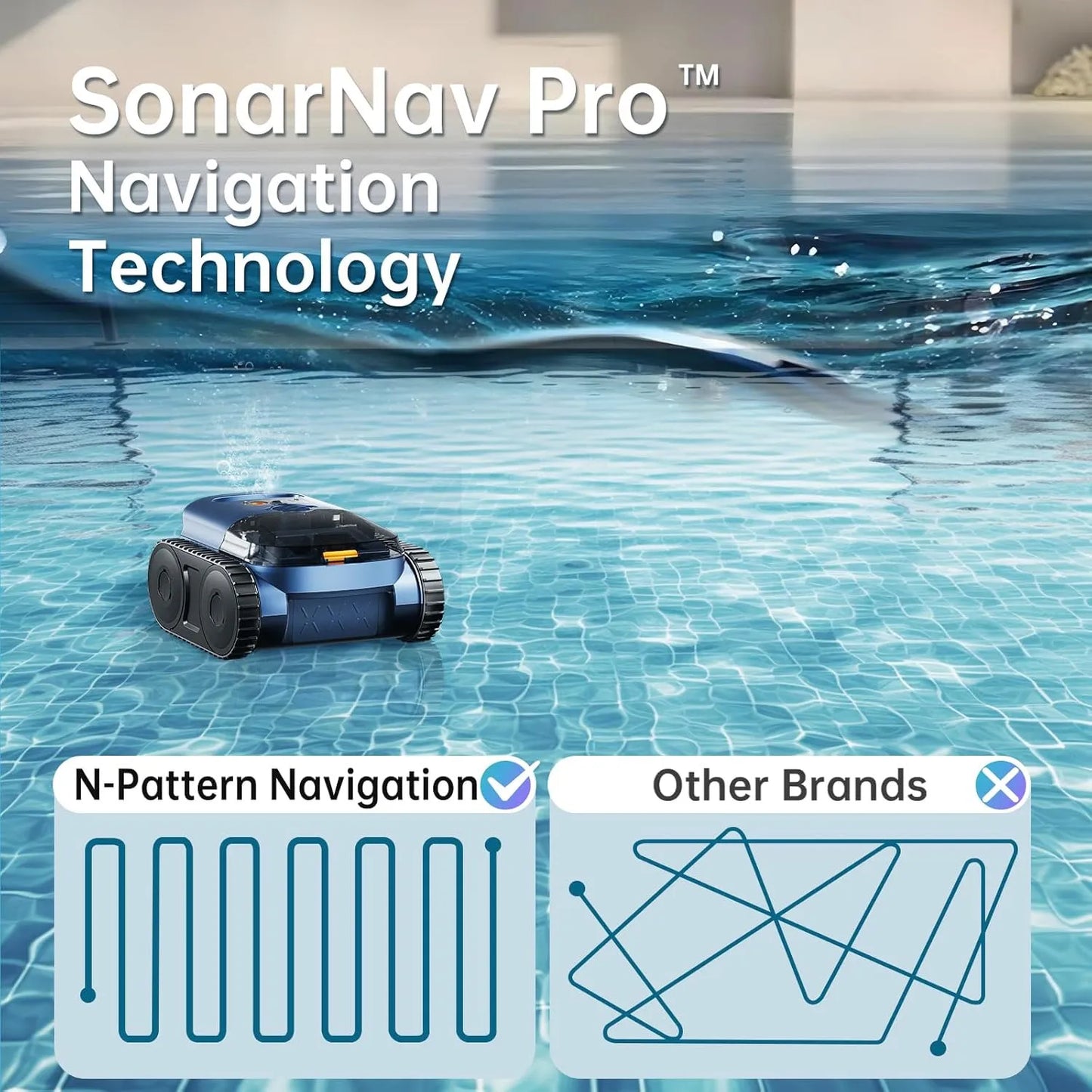 Cordless Robotic Pool Vacuum Pool Cleaner Wall Climbing for Inground Pools