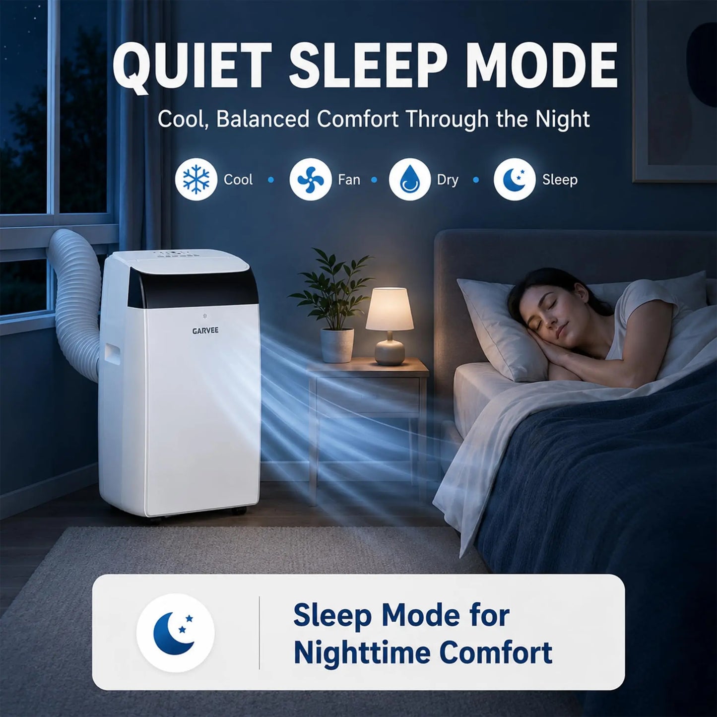 14000 BTU Portable Air Conditioners with Built-in Cool, Dehumidifier, Fan, Sleep Mode, 4-in-1 Compact Mobile AC Unit, Window Exhaust Kit 24H Timer