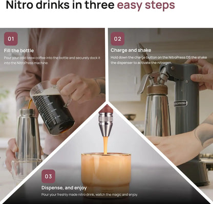 Electric Nitro Cold Brew Coffee & Cocktail Maker Machine, Air-Powered Nitrogen Infuser for Coffee, Matcha, Cocktails and Drinks