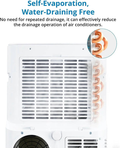 12000 BTU Portable Air Conditioner Free Standing AC Unit With Remote Control Dehumidifier Fan Auto Swing And Smart Sleep Mode Quiet Operation For Rooms Up To 500 Sq Ft White