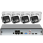 4CH 4K Outdoor Video Security IP POE Camera System 180° Dual Lens Smart Human Vehicle Detect 2 Way Talk Sound Light Alarm IVS