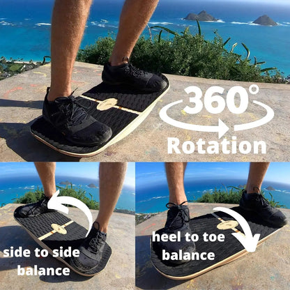 Adjustable Balance Board with 7 Levels, 25" Wide Bamboo Deck, 3 EVA Foam Modules for Surfing, Standing Desk, Yoga & Exercise