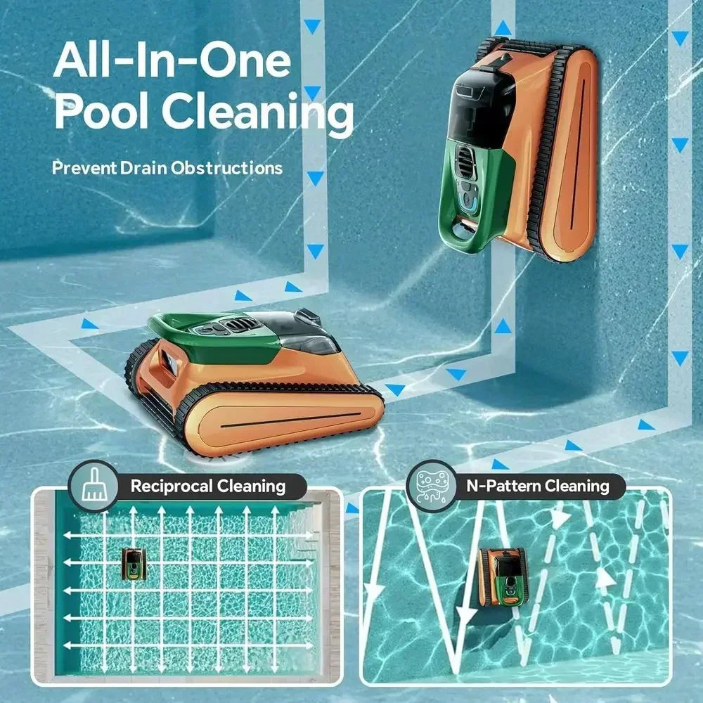 Automatic Pool Vacuum Cleaner: 180W Motor, 45,000Pa Suction, Wall Climbing, Sonar-Guided Robot for Inground and Above-Ground Poo