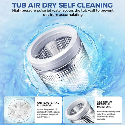 Portable Washing hine or Aparent, 20Lbs 2.8Cu.t, Drain Pump | Washer and Dryer Combo, 350w Turbo Wash, 10 Progs 8 Water Levels,