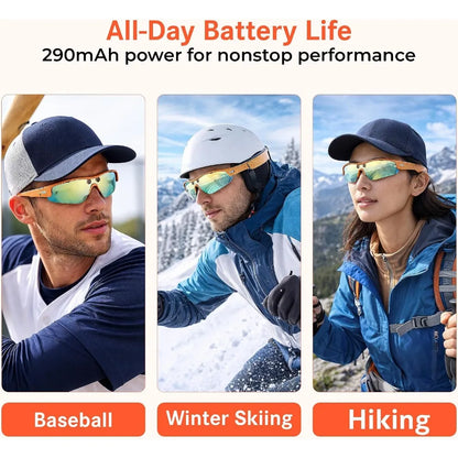 AI-Enabled Smart Glasses with 8MP Camera, 1080P Video, Multi-Language Translation, Dual Mic, WiFi Sports Sunglasses