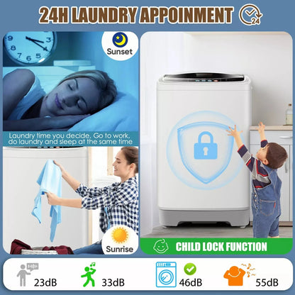 Washing Machine Portable 20Lbs Compact Washer & Dryer for Home w/ Drain Pump