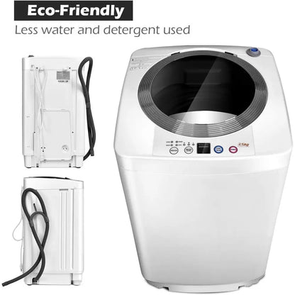 Portable Washing hine, ull Automatic Washer and Dryer Combo, with Built-in Pump Drain 8 LBS acity Compact Laundry Washer Spin Dr