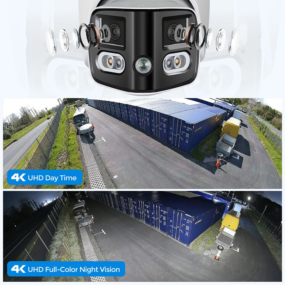 180 Panoramic Dual Lens 8CH NVR IP POE CCTV Security Camera System Full Color Night Vision Outdoor Active Deterrence DMSS APP