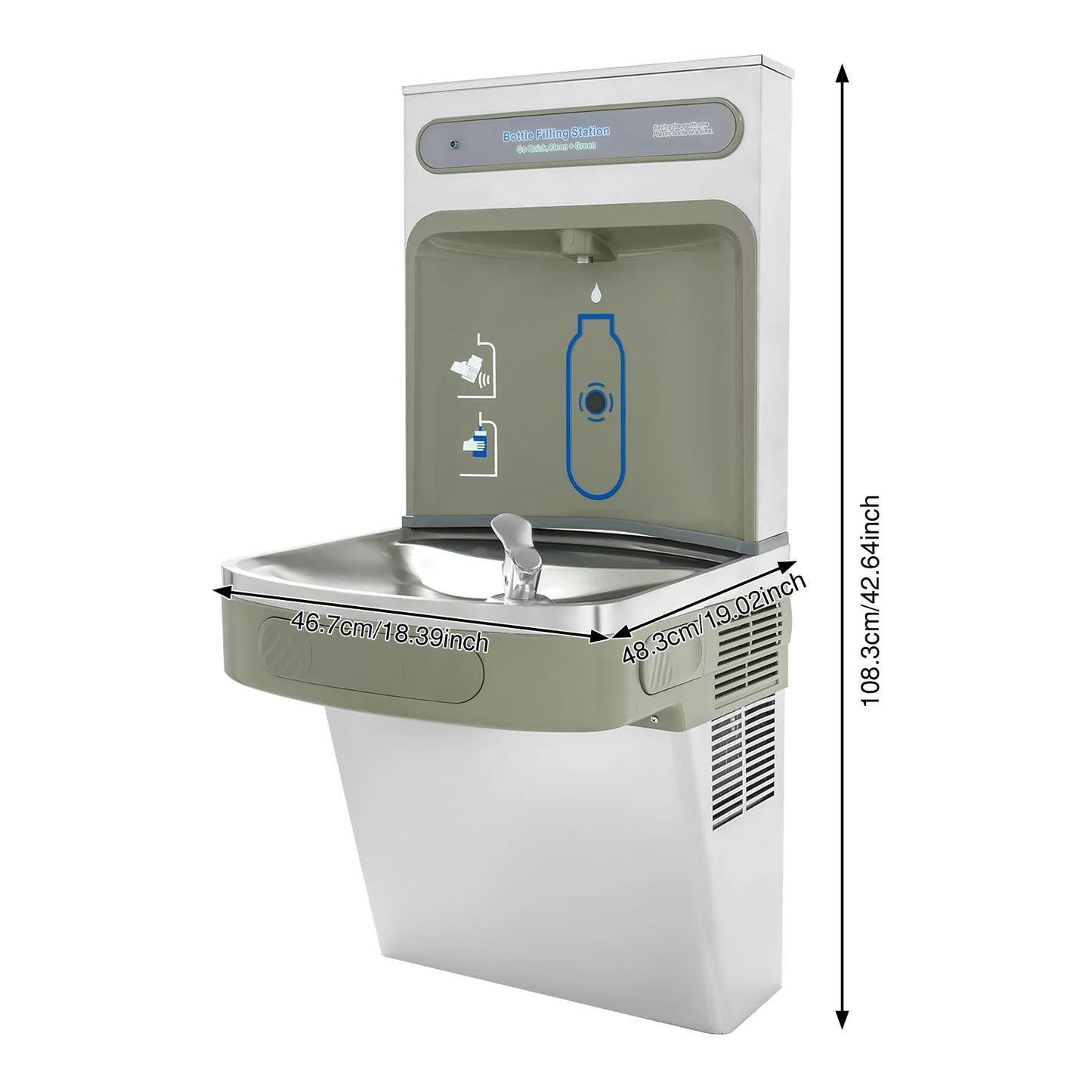 Wall Mounted Bottle Filling Station, Induction Water Dispenser with Cooling & PP Filter, 1.8GPM for Office Gym