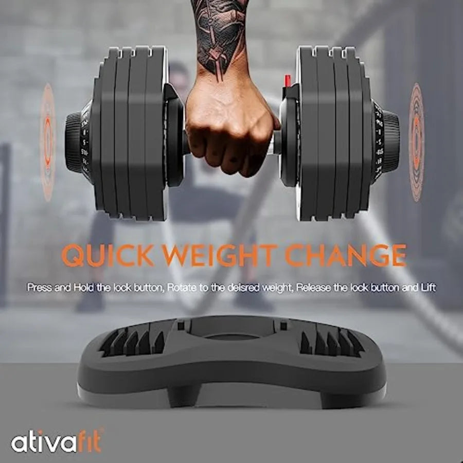 Adjustable Dumbbells Set of 2, 88LB Quick Adjust Free Weights with Double Safety Lock Anti-Slip Steel Handle, Space Saving Home