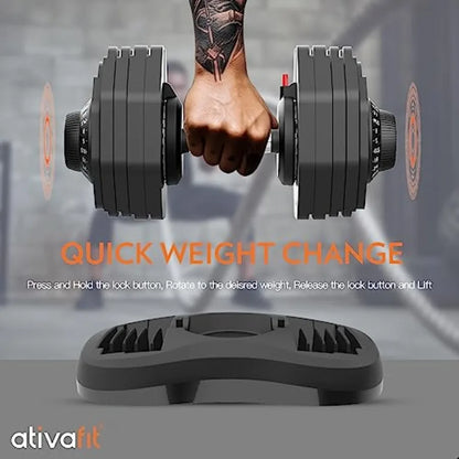 Adjustable Dumbbells Set of 2, 88LB Quick Adjust Free Weights with Double Safety Lock Anti-Slip Steel Handle, Space Saving Home