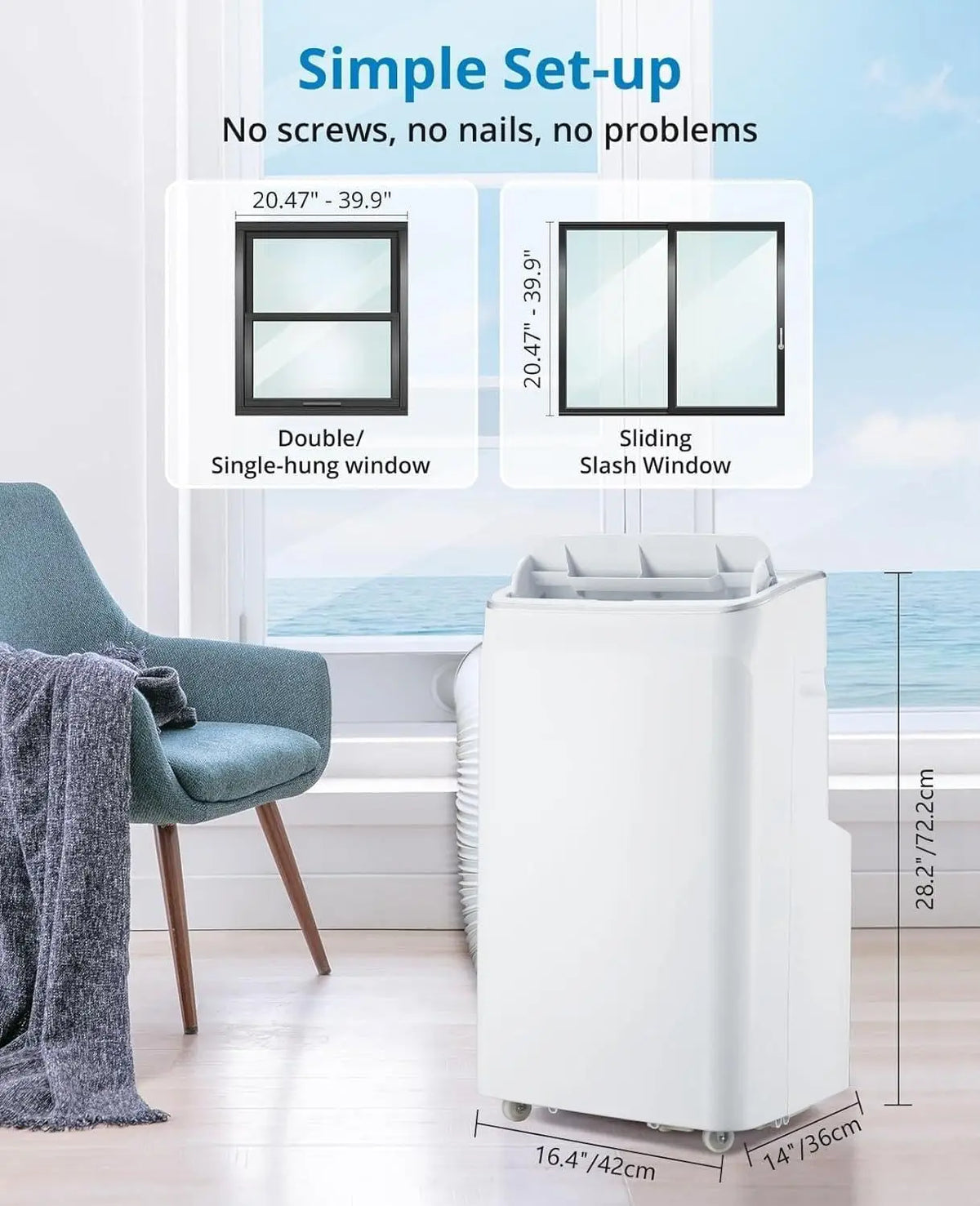 12000 BTU Portable Air Conditioner Free Standing AC Unit With Remote Control Dehumidifier Fan Auto Swing And Smart Sleep Mode Quiet Operation For Rooms Up To 500 Sq Ft White