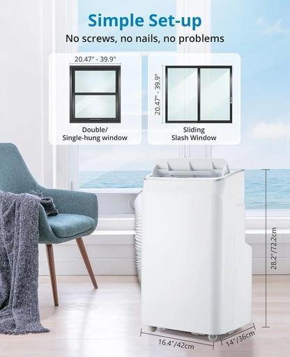 12000 BTU Portable Air Conditioner Free Standing AC Unit With Remote Control Dehumidifier Fan Auto Swing And Smart Sleep Mode Quiet Operation For Rooms Up To 500 Sq Ft White