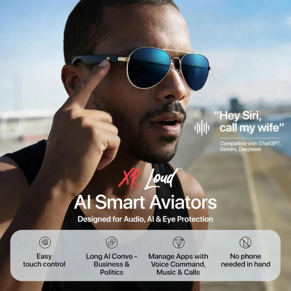Bluetooth Polarized AI Sunglasses, Voice-to-Content, UV400 Protection, Anti-Bluelight for Various Activities