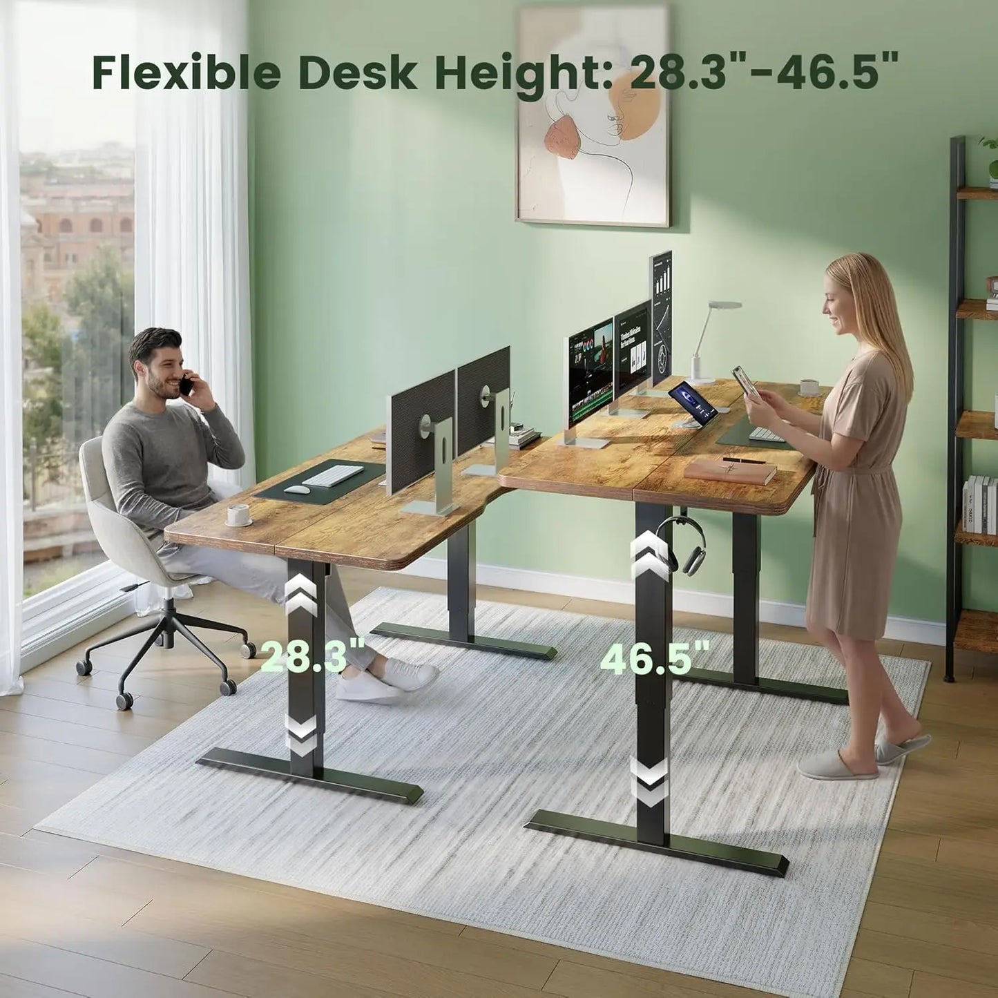 Standing Desk, 55 x 24 Inches Electric Height Adjustable Computer Desk, Sit Stand up Home Office Desk with Memory, Customized