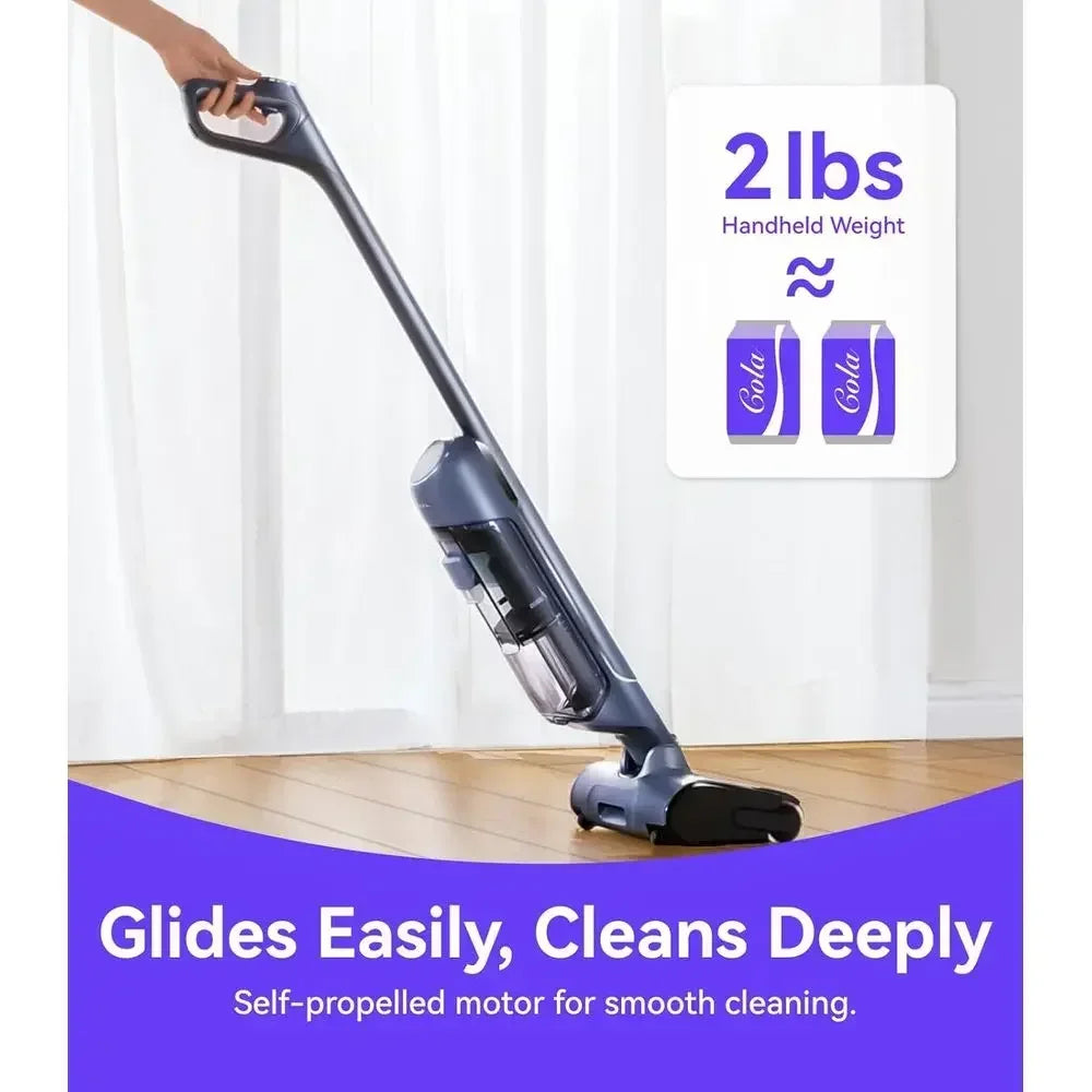 Self-Cleaning Vacuum Mop, Wet Dry Cleaner for Hard Floors, Ideal for Families with Kids and Pets (Renewed)