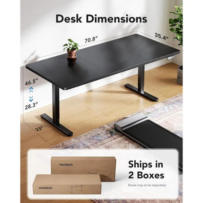 Electric Standing Desk, 71 x 35 inch Large Height Adjustable Table, Powerul BrushlMotor, 4 Memory Preset, Sit Stand Up Desk, Hom