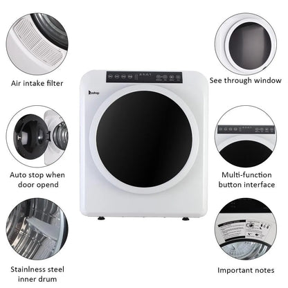 Compact Home 3.5Cu.Ft Electric Dryer Machine Stainless Steel Drum Clothing New