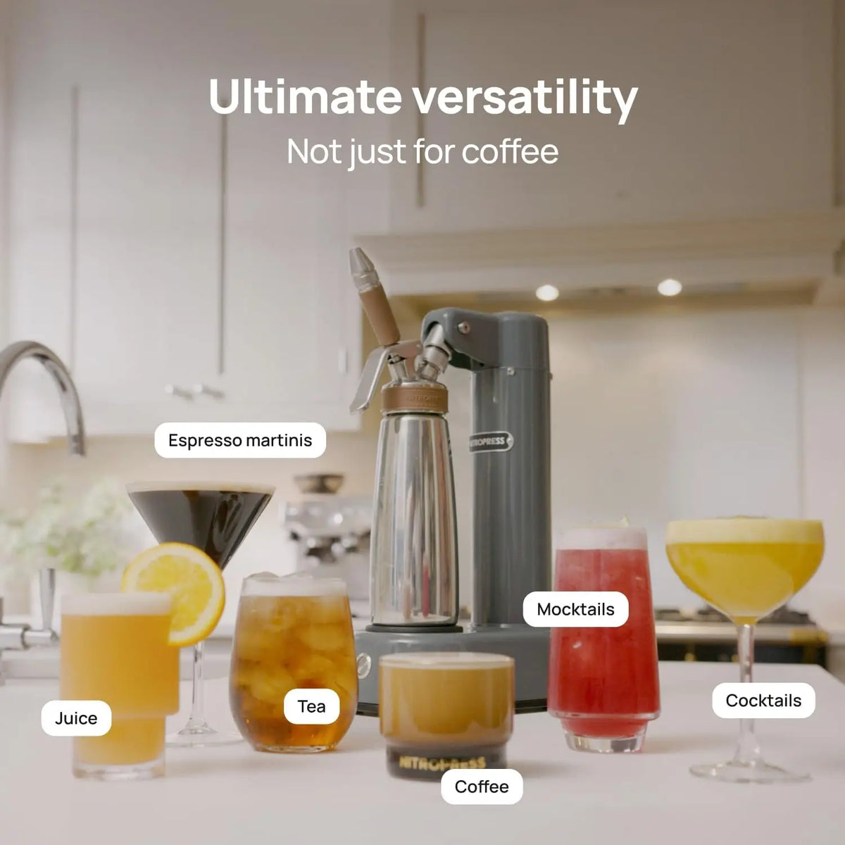 Electric Nitro Cold Brew Coffee & Cocktail Maker Machine, Air-Powered Nitrogen Infuser for Coffee, Matcha, Cocktails and Drinks
